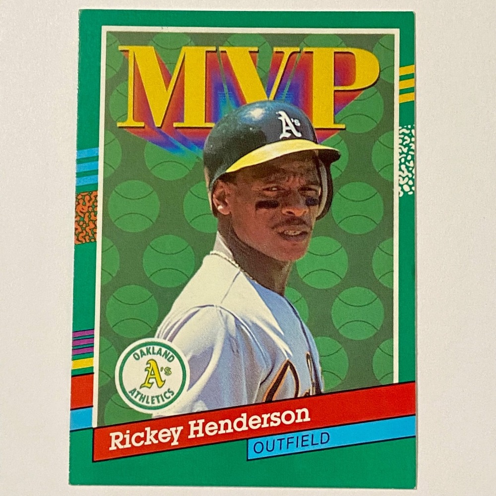 Vintage Donruss Leaf MVP 1990 Rickey Henderson Error ( INC no . ) MLB Card #387